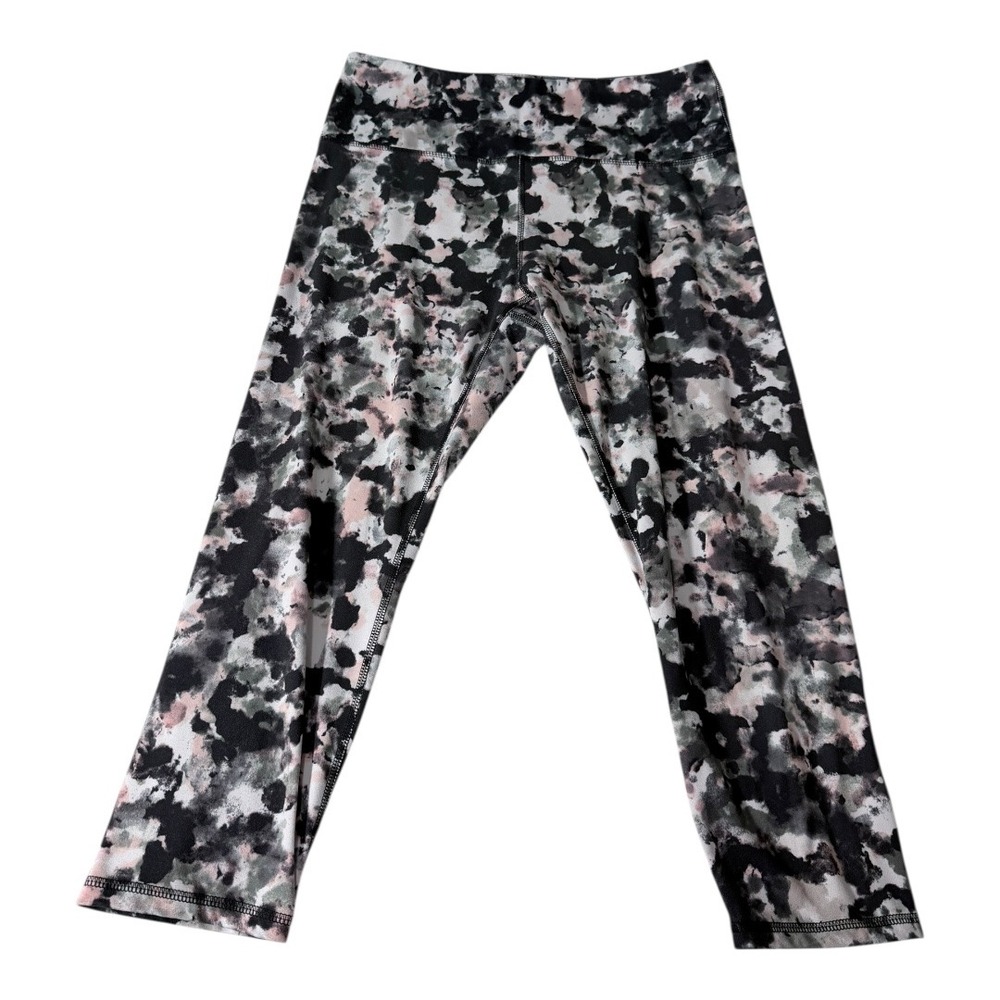 Athleisure Marika Leggings Slim Small Gray Pink Abstract Watercolor High Waist